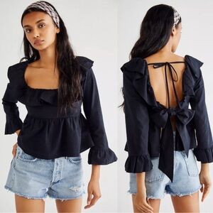 Free people black baby doll crop top, size small